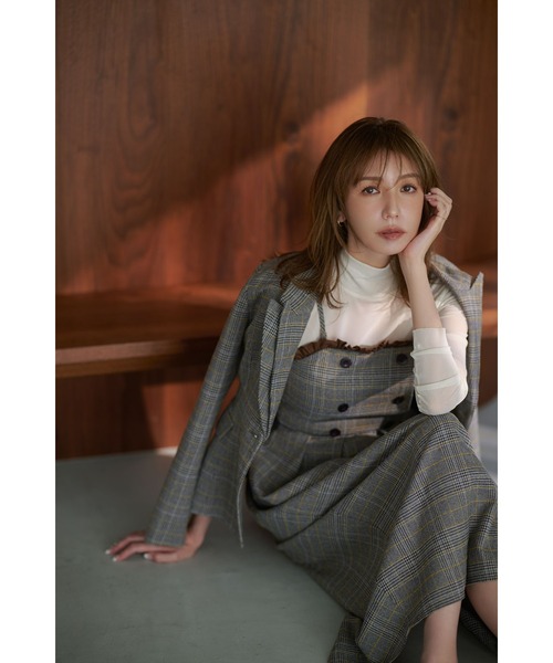 &. NOSTALGIA（アンドドットノスタルジア）の「【美香さんコラボ】二重衿チェックジャケット（テーラードジャケット・レディース・チャコールグレー/ブラウン・M）」の3枚目の写真