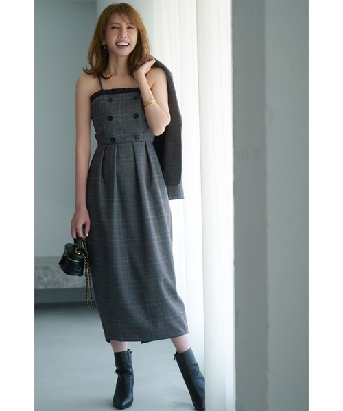 &. NOSTALGIA（アンドドットノスタルジア）の「【美香さんコラボ】二重衿チェックジャケット（テーラードジャケット・レディース・チャコールグレー/ブラウン・M）」の6枚目の写真