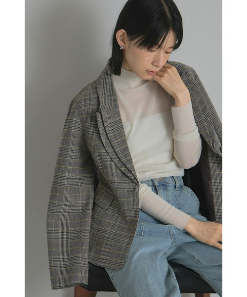 &. NOSTALGIA（アンドドットノスタルジア）の「【美香さんコラボ】二重衿チェックジャケット（テーラードジャケット・レディース・チャコールグレー/ブラウン・M）」の8枚目の写真