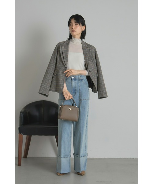 &. NOSTALGIA（アンドドットノスタルジア）の「【美香さんコラボ】二重衿チェックジャケット（テーラードジャケット・レディース・チャコールグレー/ブラウン・M）」の10枚目の写真