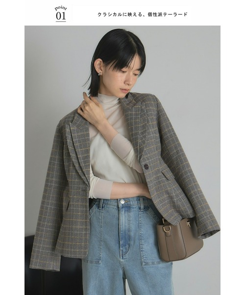 &. NOSTALGIA（アンドドットノスタルジア）の「【美香さんコラボ】二重衿チェックジャケット（テーラードジャケット・レディース・チャコールグレー/ブラウン・M）」の13枚目の写真