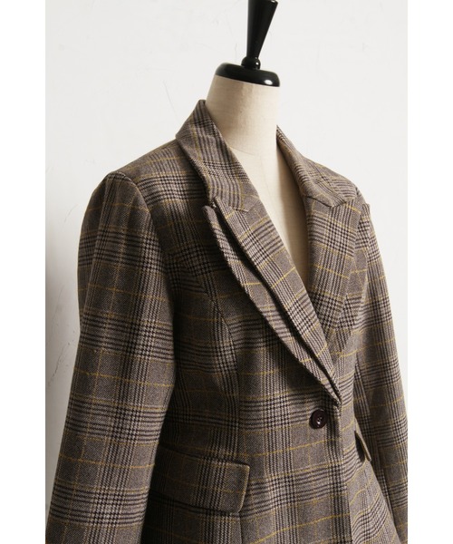 &. NOSTALGIA（アンドドットノスタルジア）の「【美香さんコラボ】二重衿チェックジャケット（テーラードジャケット・レディース・チャコールグレー/ブラウン・M）」の22枚目の写真