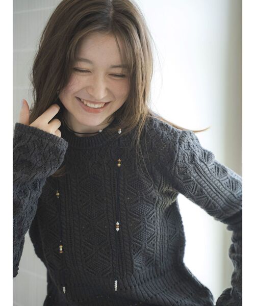 Ungrid（アングリッド）の「ウッドコンビフェイクレザーネックレス（ネックレス・レディース・ブラック/ブラウン・FREE）」の8枚目の写真