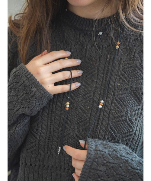 Ungrid（アングリッド）の「ウッドコンビフェイクレザーネックレス（ネックレス・レディース・ブラック/ブラウン・FREE）」の12枚目の写真