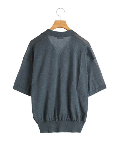 ATON（エイトン）の「ATON / エイトン：【レディース】COMPACT COTTON SKIPPER POLO SWEATER：KRAGGM0304[DEA]（ニット/セーター・レディース・グリーン・2）」の7枚目の写真