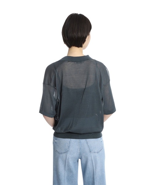 ATON（エイトン）の「ATON / エイトン：【レディース】COMPACT COTTON SKIPPER POLO SWEATER：KRAGGM0304[DEA]（ニット/セーター・レディース・グリーン・2）」の5枚目の写真