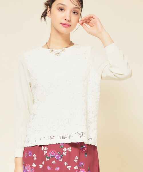 Sunauna(スーナウーナ)の「【モールレース/セットアップ可】パフスリーブブラウス(シャツ/ブラウス・レディース・オフホワイト/ブラック/ダークウッド・38/40)」の1枚目の写真