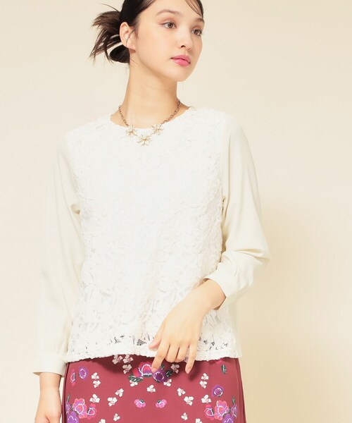 Sunauna(スーナウーナ)の「【モールレース/セットアップ可】パフスリーブブラウス(シャツ/ブラウス・レディース・オフホワイト/ブラック/ダークウッド・38/40)」の6枚目の写真