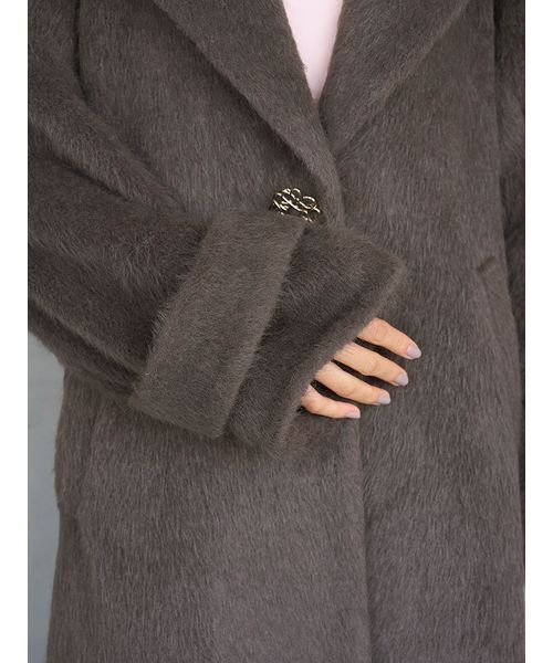 SNIDEL（スナイデル）の「ブローチ付きシャギーロングコート（チェスターコート・レディース・ライトベージュ/ライトブルー/チャコールグレー・0/1）」の14枚目の写真