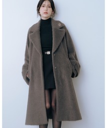 SNIDEL | ブローチ付きシャギーロングコート(チェスターコート)