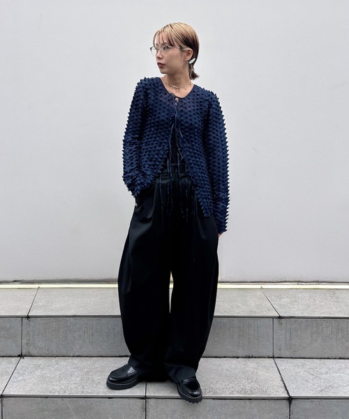OPEN SESAME CLUB(オープンセサミクラブ)の「別注 durian sorbet 2way tops(カーディガン/ボレロ・レディース・ネイビー/ホワイト/ブラック・FREE)」の16枚目の写真