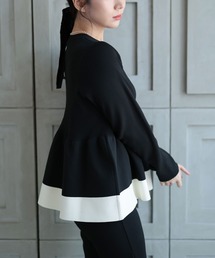 Sawa a la mode（サワアラモード）の「バイカラーペプラムニットトップス【大きいサイズ対応】（ニット/セーター）」