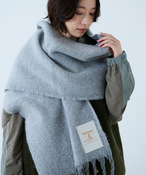 Barbour(バブアー)の「【BARBOUR/バブアー】Ellison Scarf / エリソンスカーフ / 大判スカーフ(ストール/ショール・レディース・アイボリー/グレー・フリー)」の2枚目の写真