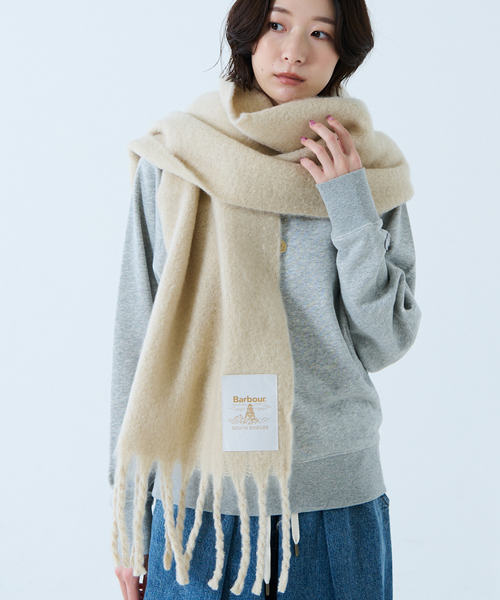 Barbour(バブアー)の「【BARBOUR/バブアー】Ellison Scarf / エリソンスカーフ / 大判スカーフ(ストール/ショール・レディース・アイボリー/グレー・フリー)」の1枚目の写真