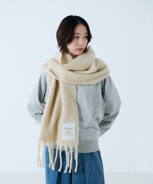Barbour(バブアー)の「【BARBOUR/バブアー】Ellison Scarf / エリソンスカーフ / 大判スカーフ(ストール/ショール・レディース・アイボリー/グレー・フリー)」の4枚目の写真