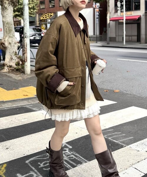 スエードライク中綿ジャケット（その他アウター）｜w closet（ダブル