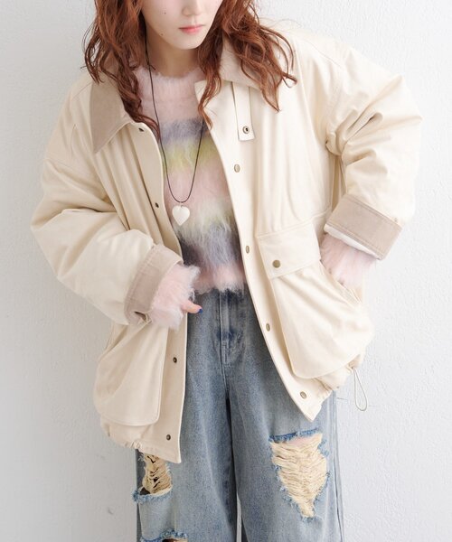 スエードライク中綿ジャケット（その他アウター）｜w closet（ダブル