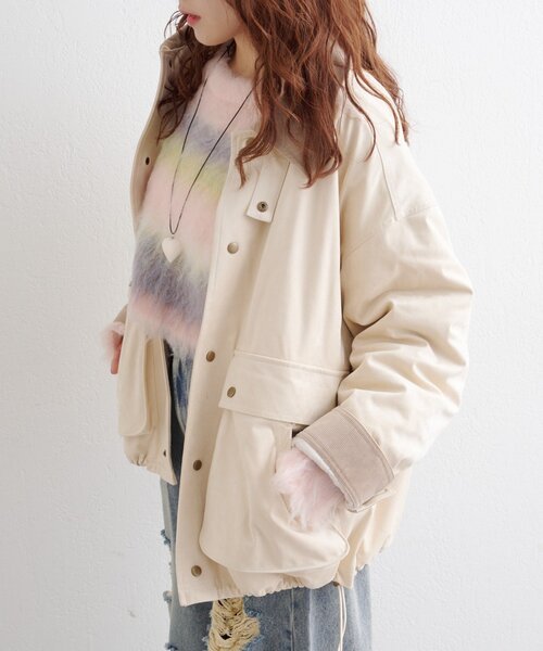 スエードライク中綿ジャケット（その他アウター）｜w closet（ダブル