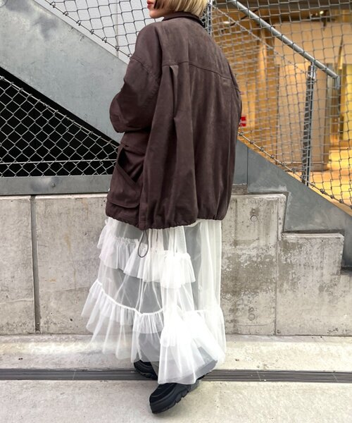 w closet（ダブルクローゼット）の「スエードライク中綿ジャケット（その他アウター・レディース・チャコールグレー/カーキ/アイボリー・FREE）」の18枚目の写真