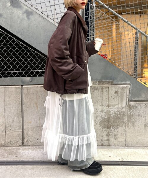 w closet（ダブルクローゼット）の「スエードライク中綿ジャケット