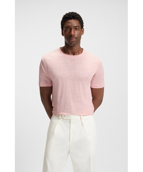 BOSS（ボス）の「BECKHAM x BOSS Tシャツ ソフトリネン（Tシャツ/カットソー・メンズ・ダークブルー/ピンク・XXL/M/S/L/XXXL/XL）」の2枚目の写真