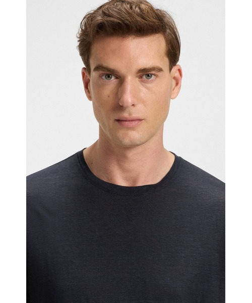 BOSS（ボス）の「BECKHAM x BOSS Tシャツ ソフトリネン（Tシャツ/カットソー・メンズ・ダークブルー/ピンク・XXL/M/S/L/XXXL/XL）」の3枚目の写真