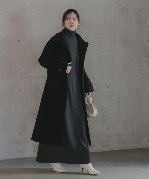 slattgir(スラットジール)の「高身長 ハイネックニットワンピース(トールサイズ)Essenave(ワンピース・レディース・グレイッシュベージュ/ブラック/チャコールグレー・TM/TL/TLL/T3L/T4L/T5L)」の11枚目の写真