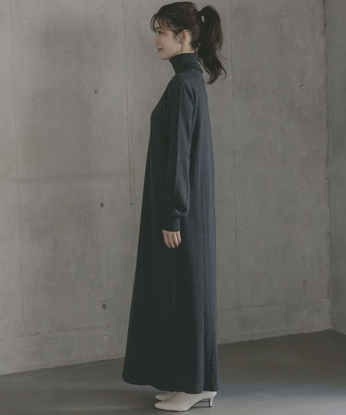 高身長 ハイネックニットワンピース（トールサイズ）Essenave