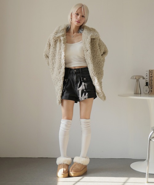 Ulysses（ユリシス）の「襟付きテディーボアファーコート（その他アウター・レディース・ベージュ/モカ・F）」の18枚目の写真