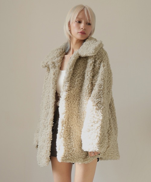 Ulysses（ユリシス）の「襟付きテディーボアファーコート（その他アウター・レディース・ベージュ/モカ・F）」の21枚目の写真