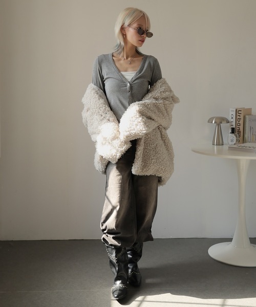 Ulysses（ユリシス）の「襟付きテディーボアファーコート（その他アウター・レディース・ベージュ/モカ・F）」の7枚目の写真