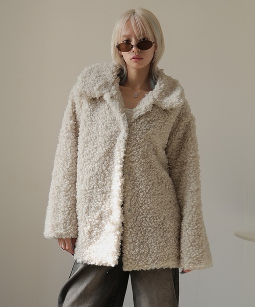 Ulysses（ユリシス）の「襟付きテディーボアファーコート（その他アウター・レディース・ベージュ/モカ・F）」の10枚目の写真