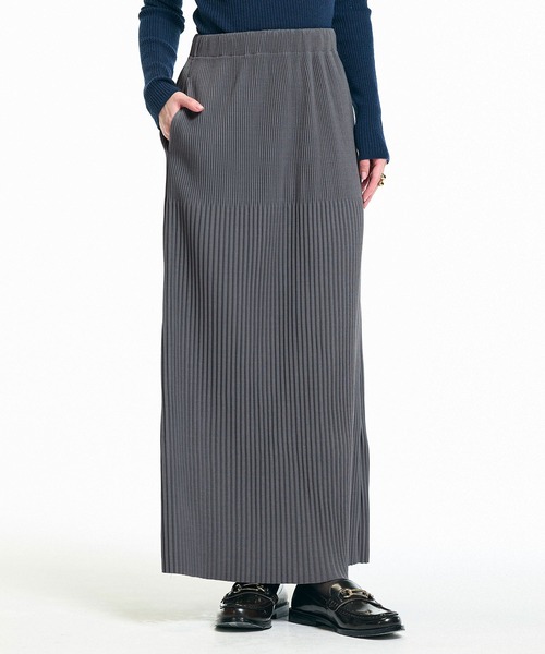 coca（coca）（コカ）の「【DAILY WARM】裏起毛ランダムリブロングIラインスカート（スカート・レディース・チャコール/イエロー/ブラック/ライトベージュ・L/M/S）」の2枚目の写真