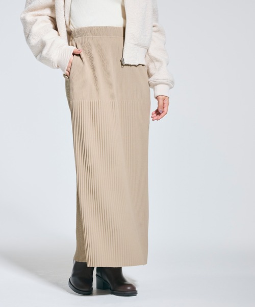 coca（coca）（コカ）の「【DAILY WARM】裏起毛ランダムリブロングIラインスカート（スカート・レディース・チャコール/イエロー/ブラック/ライトベージュ・L/M/S）」の7枚目の写真