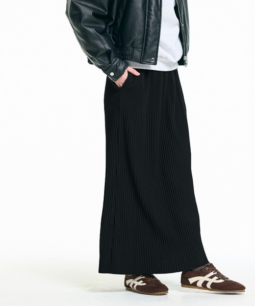 coca（coca）（コカ）の「【DAILY WARM】裏起毛ランダムリブロングIラインスカート（スカート・レディース・チャコール/イエロー/ブラック/ライトベージュ・L/M/S）」の11枚目の写真