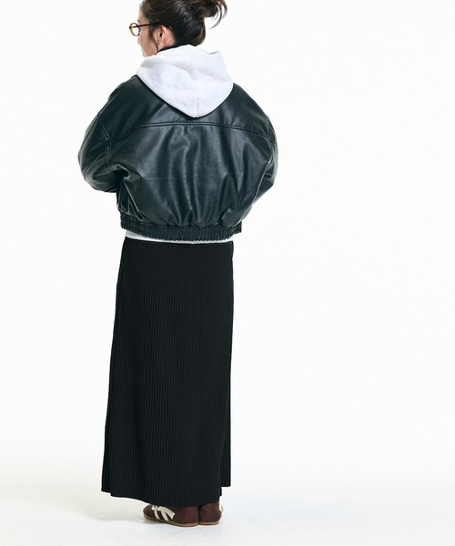 coca（coca）（コカ）の「【DAILY WARM】裏起毛ランダムリブロングIラインスカート（スカート・レディース・チャコール/イエロー/ブラック/ライトベージュ・L/M/S）」の12枚目の写真