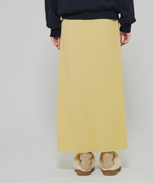 coca（coca）（コカ）の「【DAILY WARM】裏起毛ランダムリブロングIラインスカート（スカート・レディース・チャコール/イエロー/ブラック/ライトベージュ・L/M/S）」の15枚目の写真