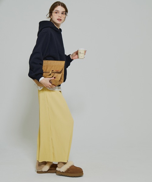 coca（coca）（コカ）の「【DAILY WARM】裏起毛ランダムリブロングIラインスカート（スカート・レディース・チャコール/イエロー/ブラック/ライトベージュ・L/M/S）」の16枚目の写真