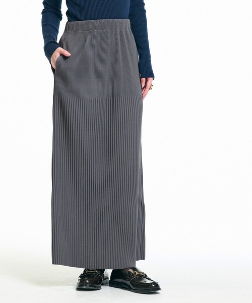 coca（coca）（コカ）の「【DAILY WARM】裏起毛ランダムリブロングIラインスカート（スカート・レディース・チャコール/イエロー/ブラック/ライトベージュ・L/M/S）」の18枚目の写真