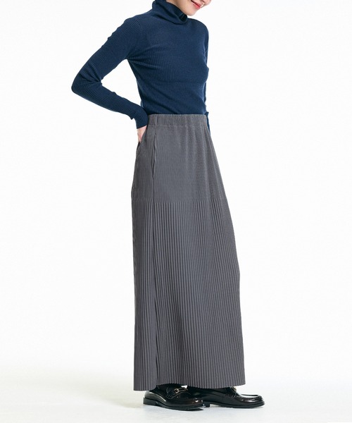 coca（coca）（コカ）の「【DAILY WARM】裏起毛ランダムリブロングIラインスカート（スカート・レディース・チャコール/イエロー/ブラック/ライトベージュ・L/M/S）」の21枚目の写真