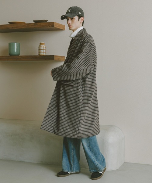 RAGEBLUE（レイジブルー）の「CHECK MOTIF OVER CHESTER COAT / チェック柄/オーバーチェスターコート（チェスターコート・メンズ・グレー系その他/ブラウン系その他・MEDIUM/LARGE）」の13枚目の写真