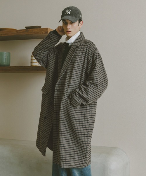 RAGEBLUE（レイジブルー）の「CHECK MOTIF OVER CHESTER COAT / チェック柄/オーバーチェスターコート（チェスターコート・メンズ・グレー系その他/ブラウン系その他・MEDIUM/LARGE）」の16枚目の写真