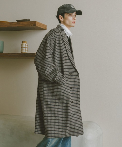 RAGEBLUE（レイジブルー）の「CHECK MOTIF OVER CHESTER COAT / チェック柄/オーバーチェスターコート（チェスターコート・メンズ・グレー系その他/ブラウン系その他・MEDIUM/LARGE）」の17枚目の写真