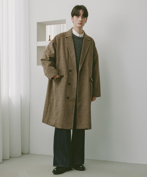RAGEBLUE（レイジブルー）の「CHECK MOTIF OVER CHESTER COAT / チェック柄/オーバーチェスターコート（チェスターコート・メンズ・グレー系その他/ブラウン系その他・MEDIUM/LARGE）」の6枚目の写真