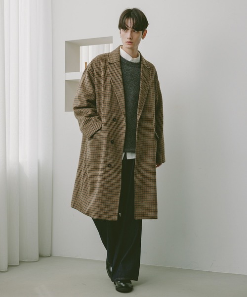 RAGEBLUE（レイジブルー）の「CHECK MOTIF OVER CHESTER COAT / チェック柄/オーバーチェスターコート（チェスターコート・メンズ・グレー系その他/ブラウン系その他・MEDIUM/LARGE）」の7枚目の写真