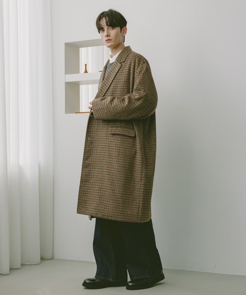RAGEBLUE（レイジブルー）の「CHECK MOTIF OVER CHESTER COAT / チェック柄/オーバーチェスターコート（チェスターコート・メンズ・グレー系その他/ブラウン系その他・MEDIUM/LARGE）」の8枚目の写真