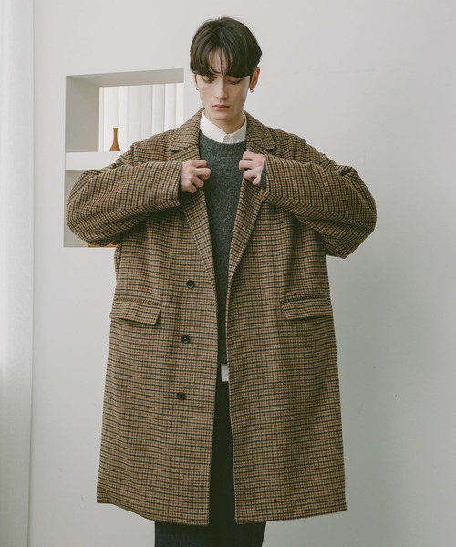 RAGEBLUE（レイジブルー）の「CHECK MOTIF OVER CHESTER COAT / チェック柄/オーバーチェスターコート（チェスターコート・メンズ・グレー系その他/ブラウン系その他・MEDIUM/LARGE）」の10枚目の写真