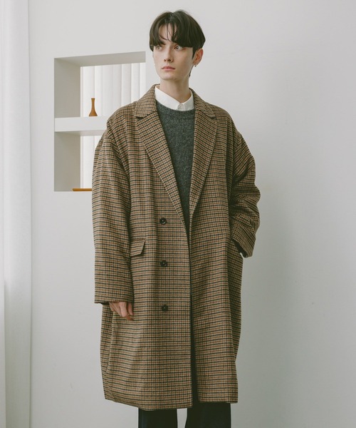 RAGEBLUE（レイジブルー）の「CHECK MOTIF OVER CHESTER COAT / チェック柄/オーバーチェスターコート（チェスターコート・メンズ・グレー系その他/ブラウン系その他・MEDIUM/LARGE）」の11枚目の写真