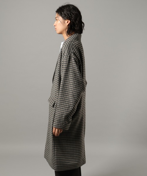 RAGEBLUE（レイジブルー）の「CHECK MOTIF OVER CHESTER COAT / チェック柄/オーバーチェスターコート（チェスターコート・メンズ・グレー系その他/ブラウン系その他・MEDIUM/LARGE）」の18枚目の写真