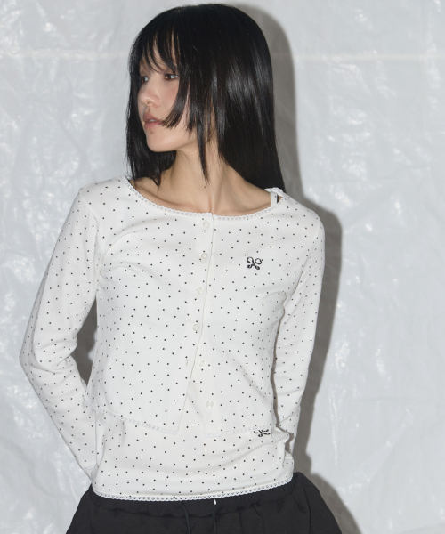 FANCY CLUB（ファンシークラブ）の「レーススターベーシックカーディガン (ホワイト)_F25QB092（カーディガン/ボレロ・レディース・ホワイト・FREE）」の2枚目の写真